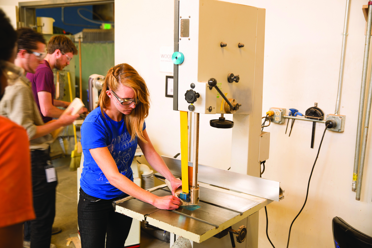 6. Band saw practice in the woodshop.